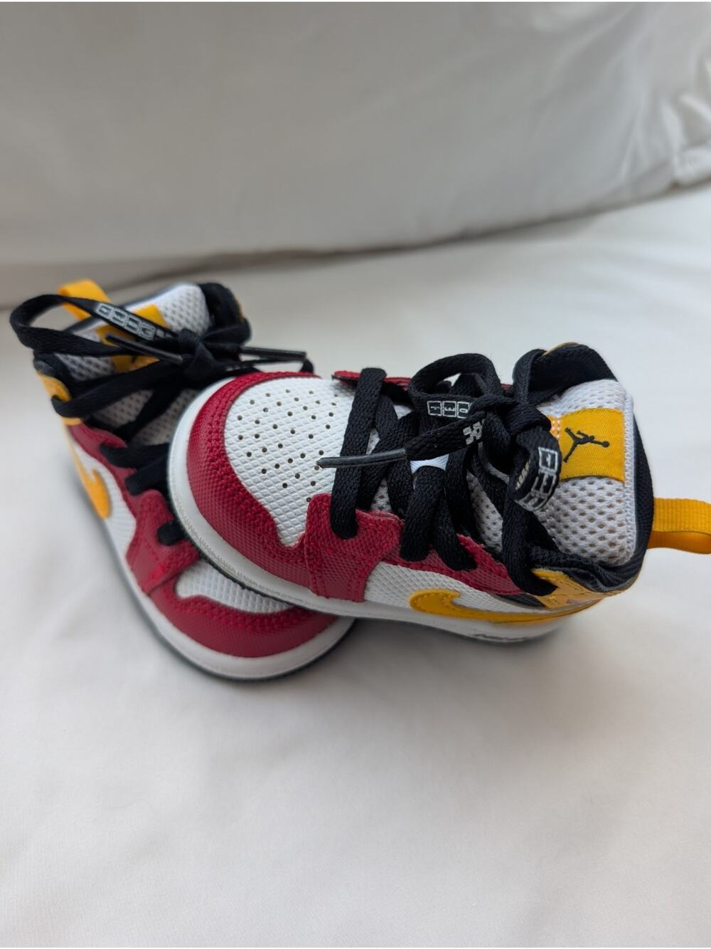 Nike Air Jordan 1 Mid SE Motorsport toddler Sneakers 4C Red/gold/white/black